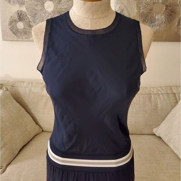 Theory Sport Stripe Silk Lewi Midi Dress - Picture 4 of 9